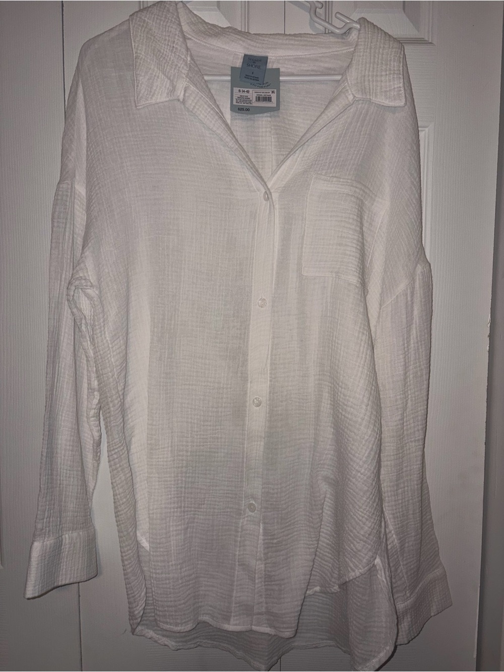 Shade & Shore White Gauze Button Down Shirt S NWT